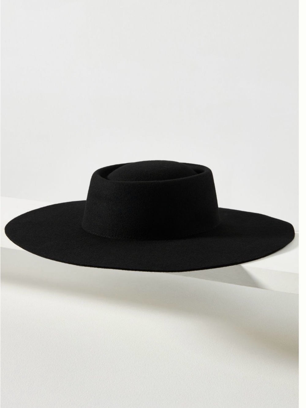 Anthropologie Black Wide-Brim Fedora Hat